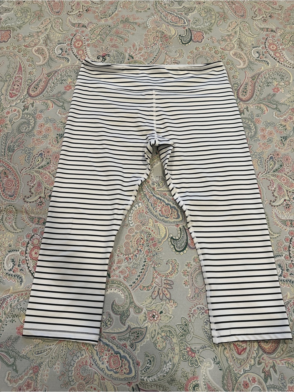 Striped White and Black Womens Leggings